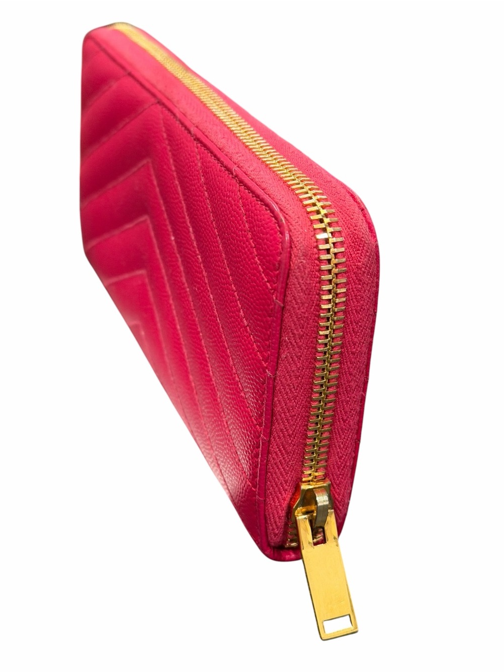 Saint Laurent Hot Pink Quilted Zip-Around Wallet with Gold YSL Emblem - Picture 3 of 7